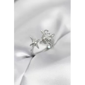 Gümüş Renk Kutup Yıldızı Model Zirkon Taşlı Kadın Yüzük