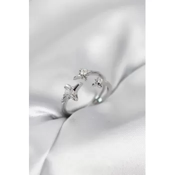 Minimal Kutup Yıldızı Model Gümüş Renk Kadın Yüzük