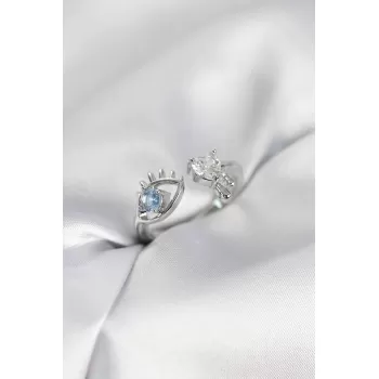 Gözyaşı Model Gümüş Renk Zirkon Taşlı Kadın Yüzük