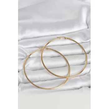 316L Çelik Gold Renk 70 mm Kadın Halka Küpe