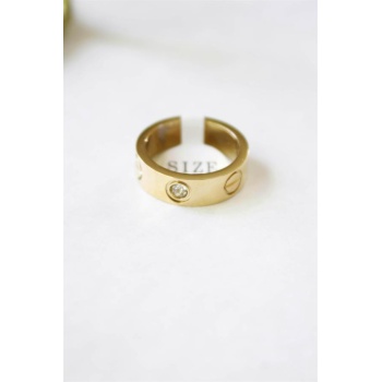 6lı Crt Model Kalın Taşlı Alyans Yüzük - Altın