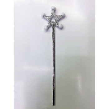 Yıldız Peri Asası Sihirli Değnek Beyaz Ponponlu -