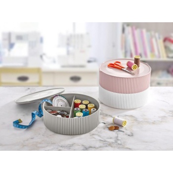 3 Gözlü Saklama Kabı Dikiş Ve Takı Kutusu - Beyaz -