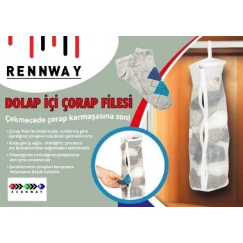 Dolap İçi Asılabilir Temiz Çorap Düzenleyici Çorap Filesi Askılık -