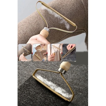 Ahşap Saplı Metal Kazak - Elbise - Halı Tüyü Temizleme Çift Taraflı Tüy Tiftik Toparlayıcı -