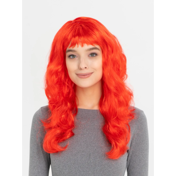 Kırmızı Renk Uzun Dalgalı Parti Peruğu -