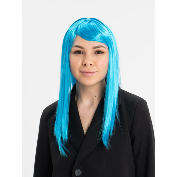 Açık Mavi Renk Uzun Düz Parti Peruğu -