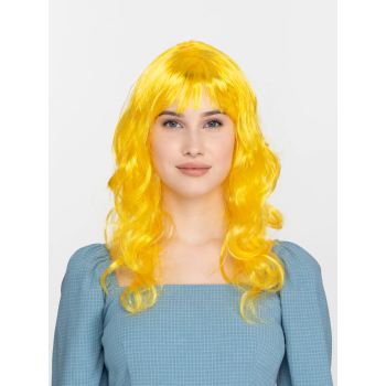 Sarı Renk Uzun Dalgalı Parti Peruğu -