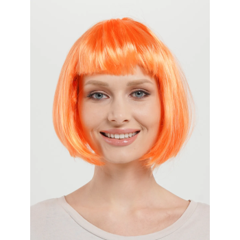 Turuncu Renk Küt Parti Peruğu Kısa Takma Saç -