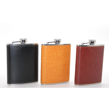 Paslanmaz Çelik Tekli 8 Oz Derili Matara Alk2661 -