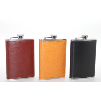 Paslanmaz Çelik Tekli 9 Oz Derili Matara Alk2662 -