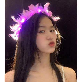 Led Işıklı Rengarenk Yanan 3 Fonksiyonlu Otrişli Parti Tacı Pembe Renk 12x12 Cm -