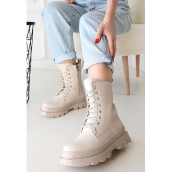 Orge Bej Cilt Bağcıklı Bot -