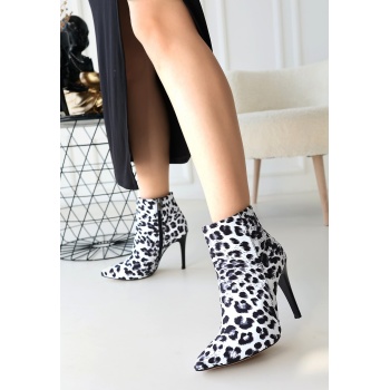 Blan Zebra Saten Topuklu Bot -