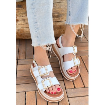 Stan Beyaz Cilt Sandalet -