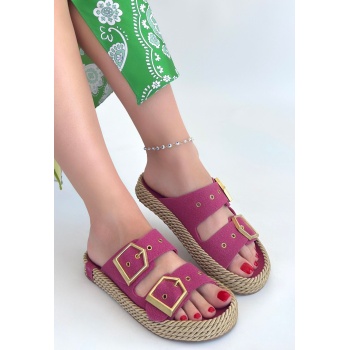 Loera Pemba Nubuk Çift Tokalı Terlik -