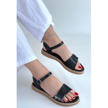 Andana Siyah Cilt Sandalet -