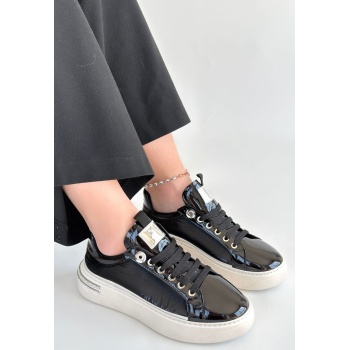 Hley Siyah Rugan Paraşüt Detaylı Bağcıklı Spor Ayakkabı -