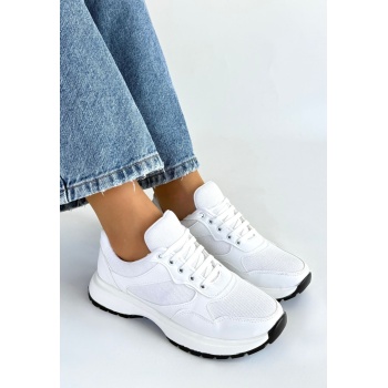 Slar Beyaz Cilt Bağcıklı Spor Ayakkabı -