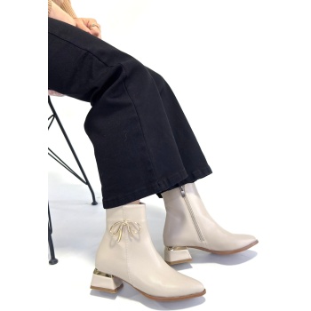 Harly Bej Cilt Topuklu Bot -