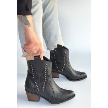 Matin Siyah Cilt Topuklu Bot -