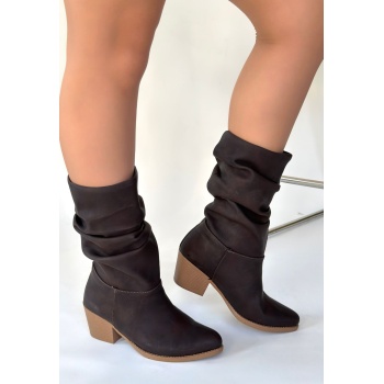 Yior Acı Kahve Nubuk Topuklu Bot -