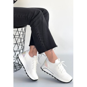 Feort Beyaz Triko Bağcıklı Spor Ayakkabı -
