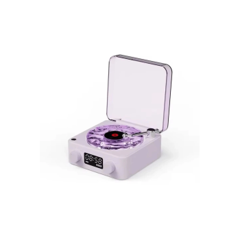 Waves Nostalji Plak Görünümlü Bluetooth Hoparlör 3d Ses Dalgası Retro Müzik Plak Mor -