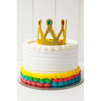 Altın Işıltılı Pasta Tacı Pasta Üstü Taç Plastik Malzeme 8x8 Cm -