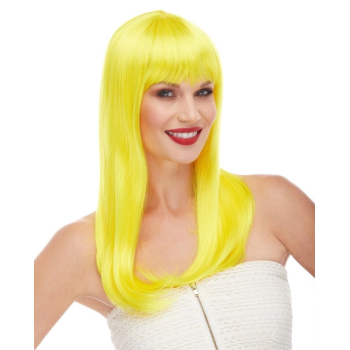 Sarı Renk Uzun Düz Parti Peruğu -