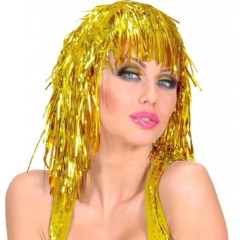 Altın Sarısı Işıltılı Metalize Parti Peruğu -
