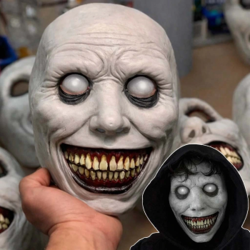 Dehşet Gülüşlü Donuk Göz Efektli Korku Maskesi 22x18 Cm -