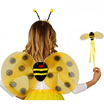 Gösteri Arı Kostüm Seti – Çocuklar İçin Kanat, Taç Ve Asa Aksesuarı -