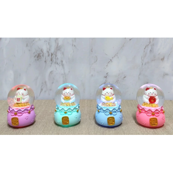 Şans Kedisi Işıklı Kar Küresi Alk4914 -