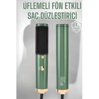 Üflemeli Fön Tarak Düzleştirici Seramik Kaplama Elektriklenme Karşıtı -