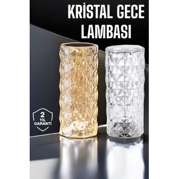 Gece Lambası Kristal Lamba Dokunmatik Şarjlı Hediyelik -