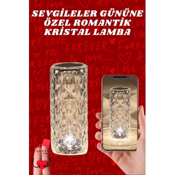 Sevgililer Günü İçin Hediye Kristal Lamba Sevgiliye Hediye USB Şarjlı Gece Lambası -