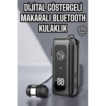 Kablolu Makaralı Bluetooth Kulaklık Uzun Pil Ömrü Dijital Göstergeli -