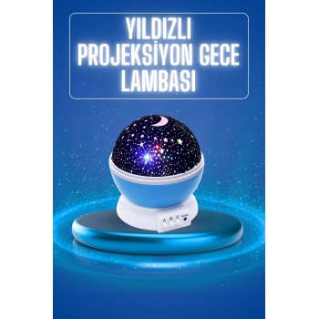 Yıldızlı Gece Lambası Mor Projeksiyon Görünümlü Masa Lambası Renk Değiştirebilen -