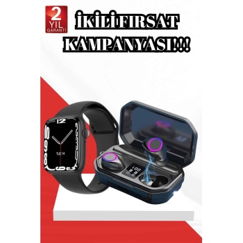 2025 Model Akıllı Saat ve Bluetooth Kulaklık 5.0 Bluetooth Bağlantılı Dokunmatik Ekran -