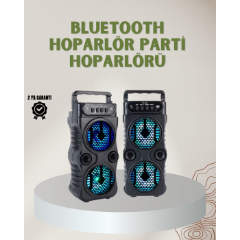 1200 mAh Şarjlı LED Işıklı Bluetooth Hoparlör – FM Radyolu, Hafıza Kart Destekli -