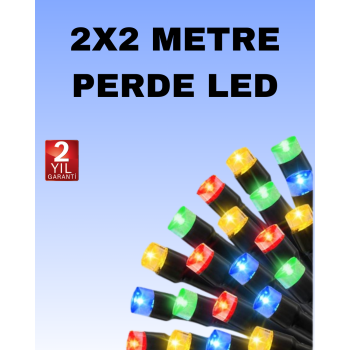 Noel ve Parti Dekorasyonu İçin 2x2 LED Perde Işık – 8 Fonksiyonlu -