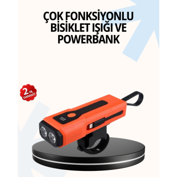 Powerbank Özellikli Bisiklet Işığı Dijital Göstergeli Led -