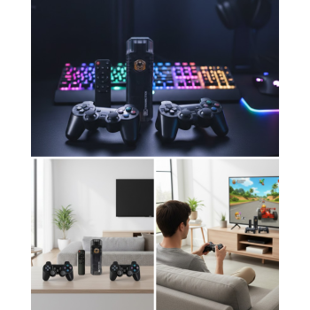 Kablosuz Gamepad Denetleyici Çift Sistem Retro Oyun Konsolu HDMI Uyumlu HD Çıkışlı -