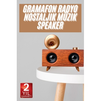 Gramafon Nostaljik Radyo Yüksek Ses Kalitesi USB TF Kart Aux -
