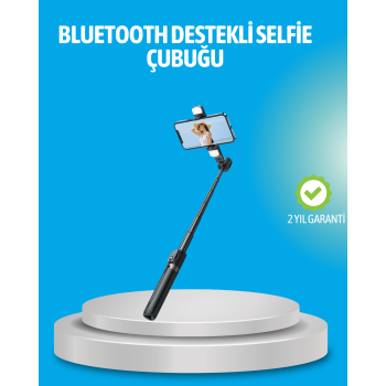 Bluetooth Işıklı Uzaktan Kumandalı Selfie Çubuğu – 130 cm Yükseklik -