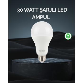 Şarjlı LED Ampul 30 Watt Soğuk Beyaz -
