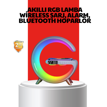 Kablosuz Şarjlı Atmosfer Lambası Bluetooth Hoparlör ve Akıllı Alarm Özellikli -