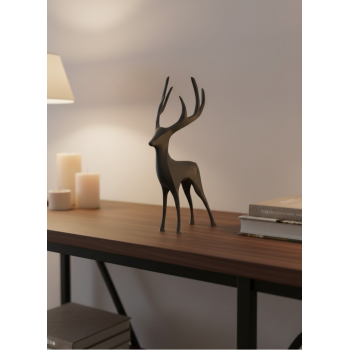 Gri Geyik Biblo Minimal Tasarım Şık Ev Aksesuarı -