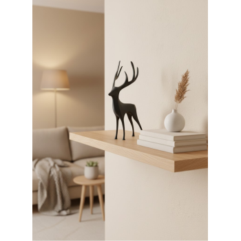 Geyik Figürü Gri Modern Salon ve Raf Dekoru -